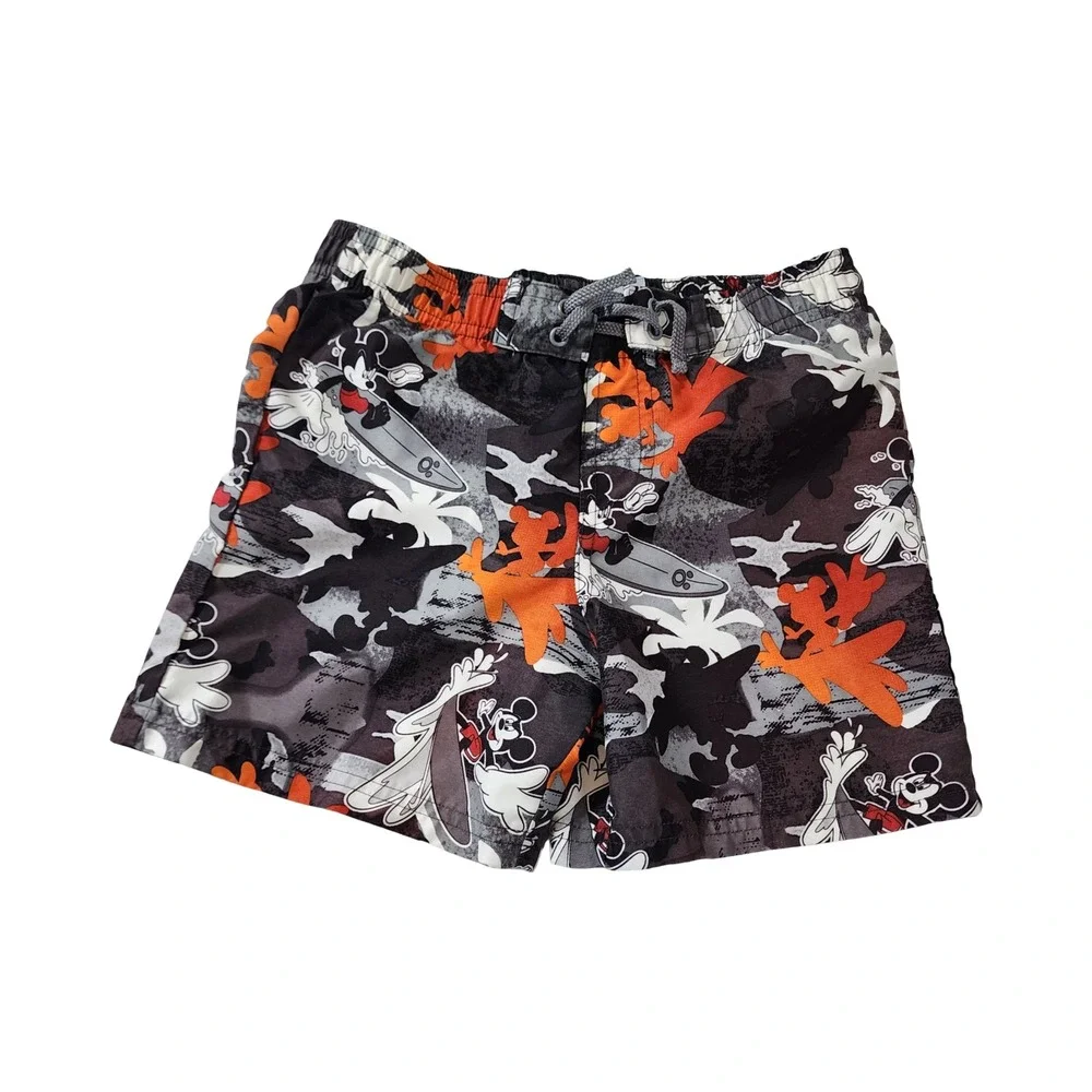 Disney Baby Mickey Mouse Surfing Camo Swim Trunks Grey Orange 24 Months